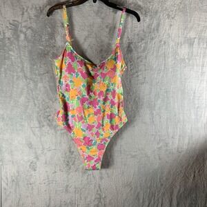 Cotton On Body Women's Swimsuit XL One Piece Thin Strap Low Scoop Cheeky Floral